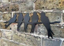 5 birds silhouette plaque